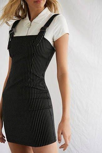Pinstripe sales overall dress