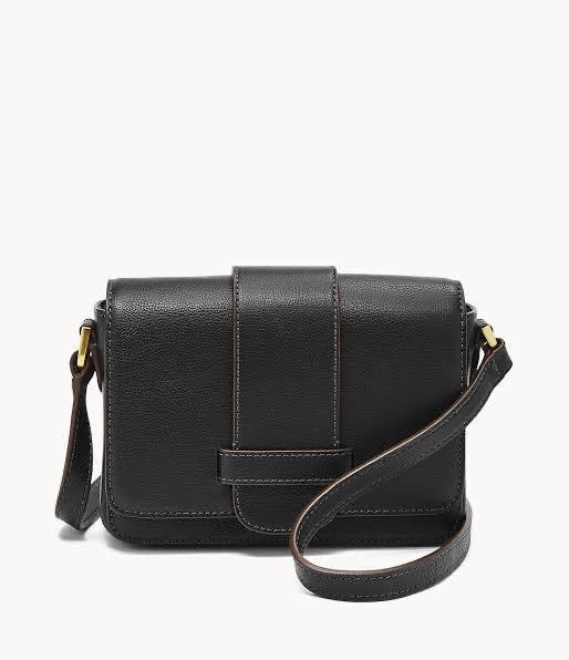 Fossil Mandy Small Crossbody Leather Black Barang Mewah Tas