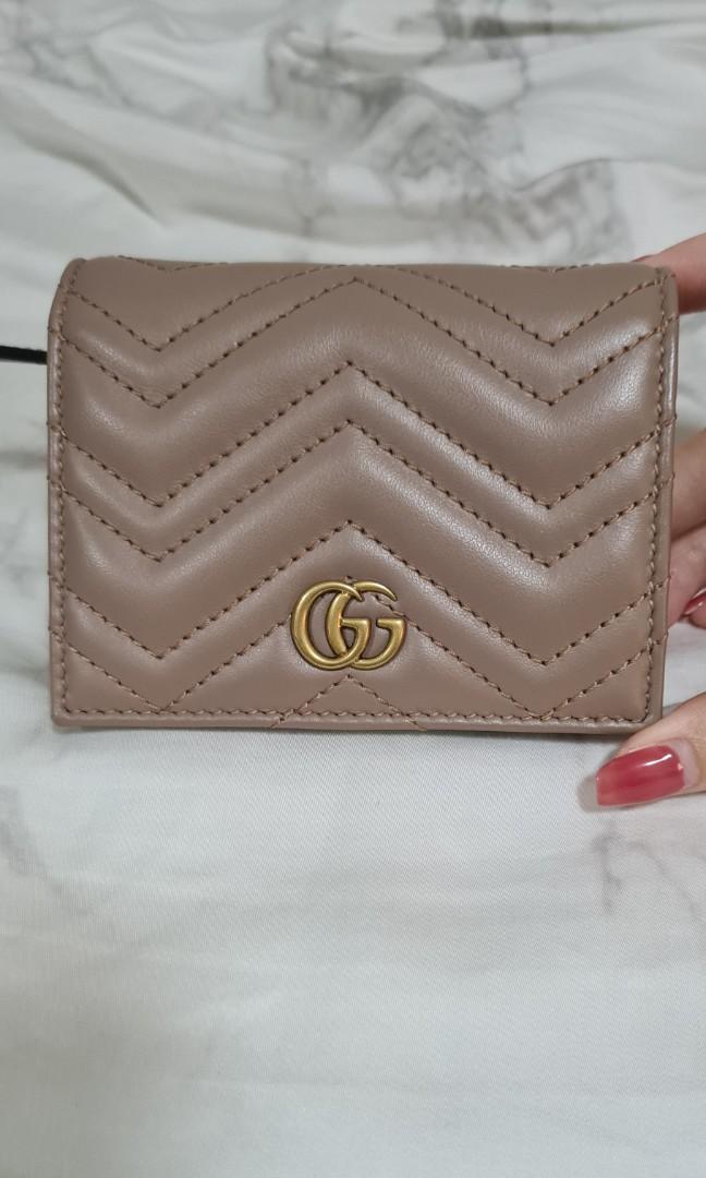 Gucci marmont card case wallet in dusty pink