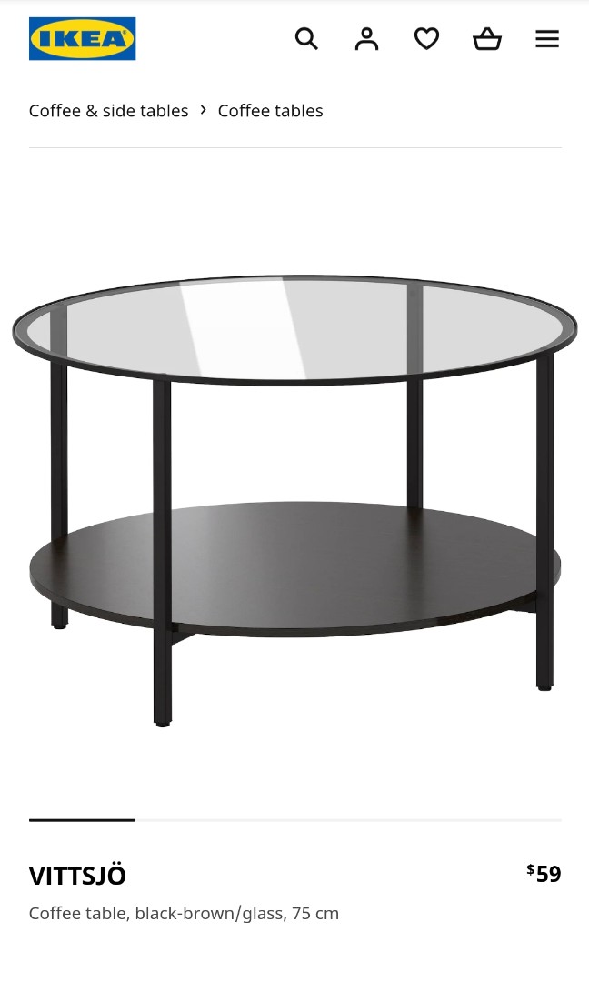 Ikea Coffee Table Furniture Home, Vittsjö Coffee Table Black Brown Glass 75cm