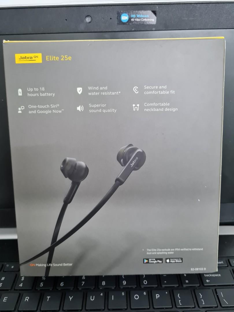 Silver Jabra Elite 25 E Wireless Bluetooth Neckband Headphone at