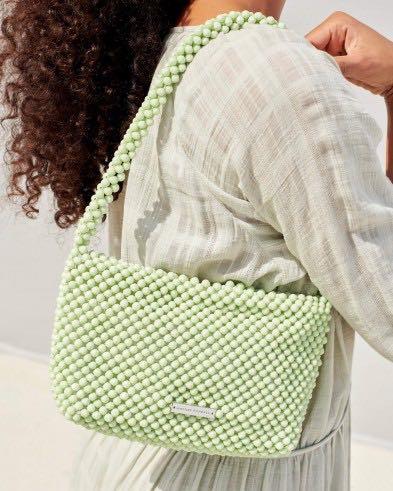 LOEFFLER RANDALL MARLEIGH BEADED BAGUETTE BAG IN PISTACHIO