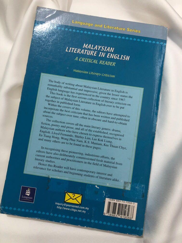Malaysian Literature In English A Critical Reader Textbooks On Carousell