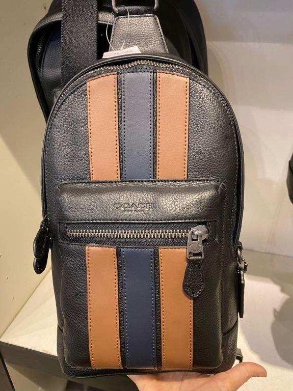 Nwt Coach Men’s West Pack In Signature Canvas With Varsity Stripe