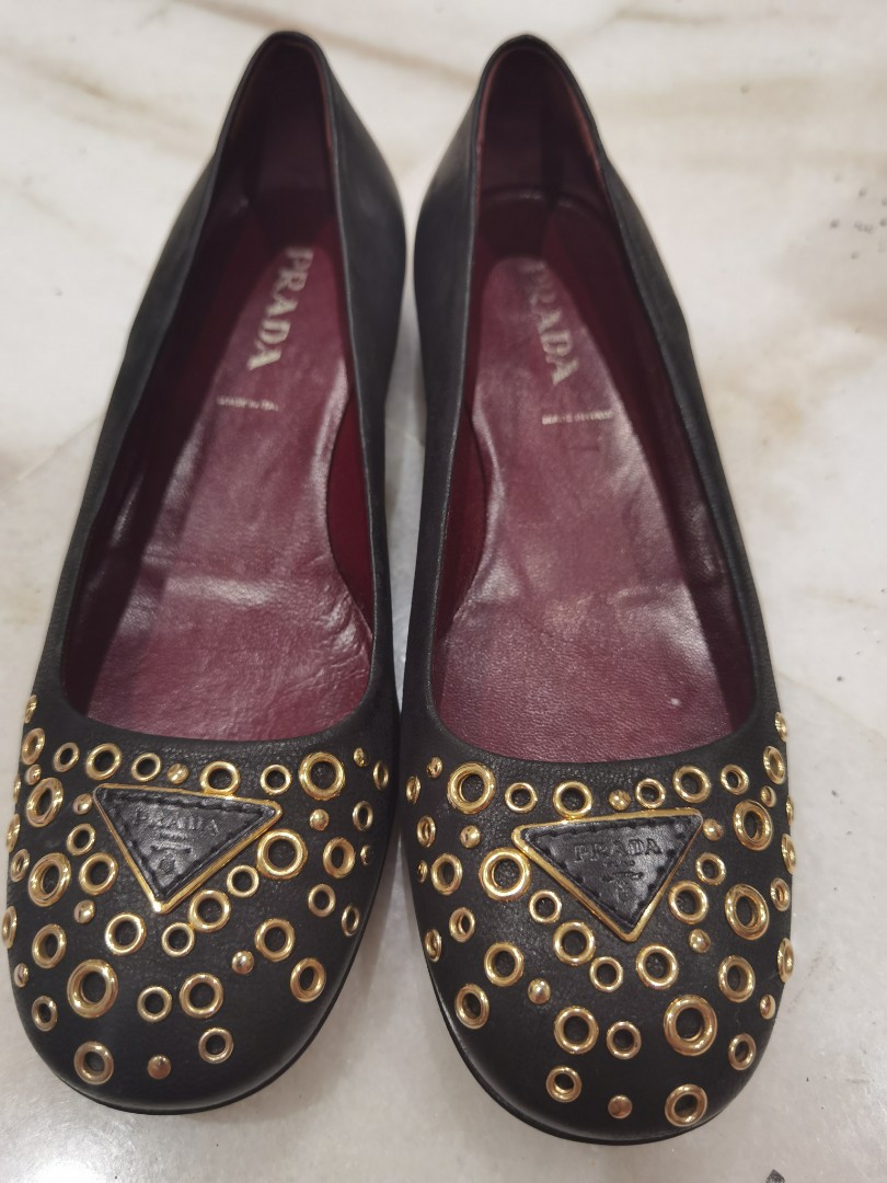 Prada studded flats store