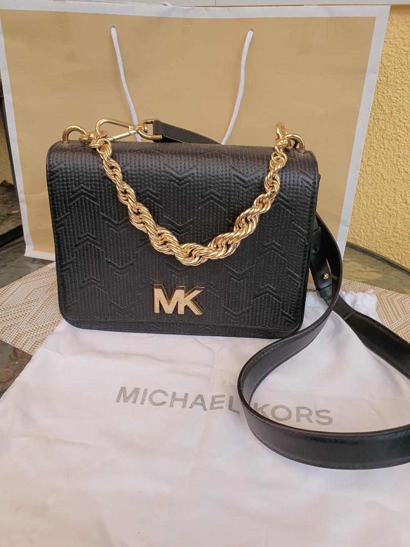 Michael Kors Navy Blue Leather Mott Chain Swag Shoulder Bag