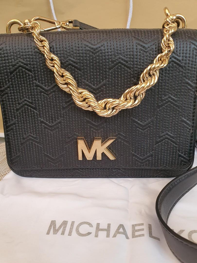 Michael Kors Navy Blue Leather Mott Chain Swag Shoulder Bag Michael Kors