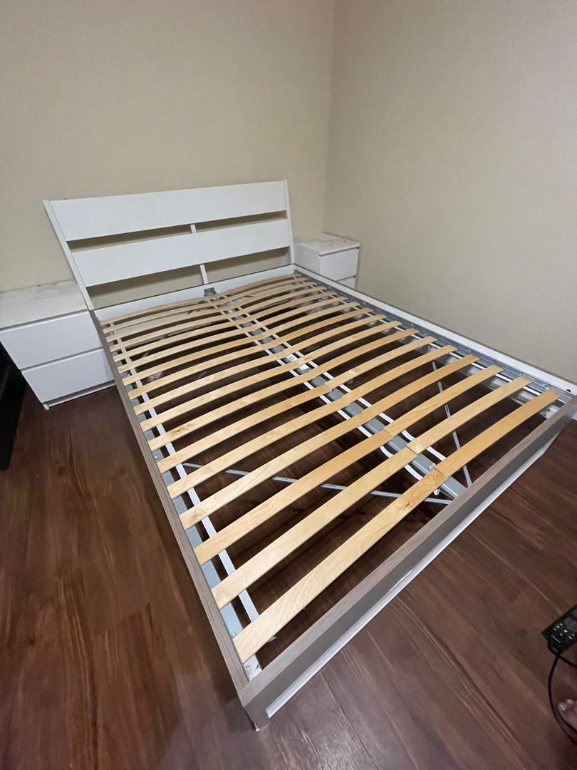 Queen size ikea bed, Furniture, Beds & Mattresses on Carousell