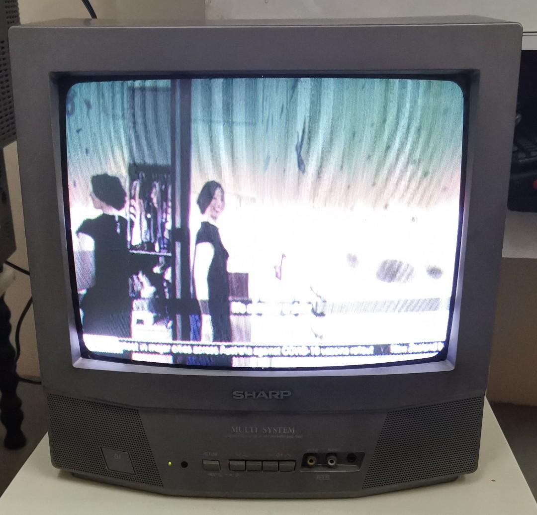 Sharp Colour TV CRT 14 inch Analog with remote, TV & Home Appliances, TV & Entertainment, TV on