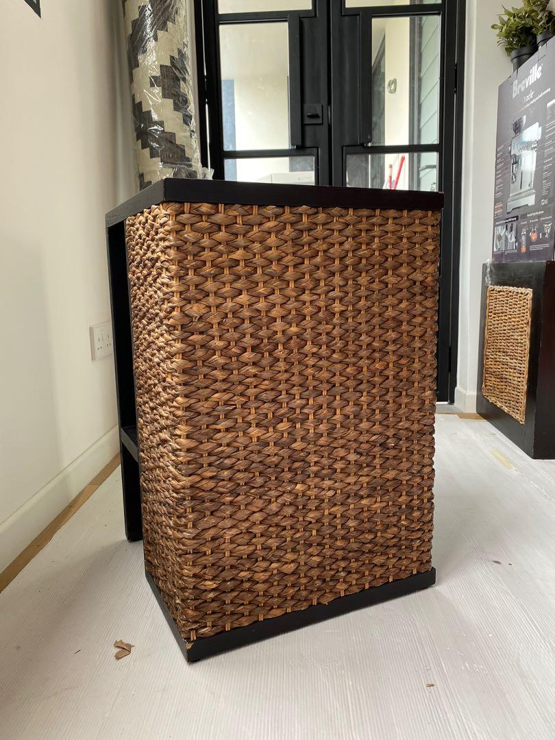 Solid wood side table (Category: Tables & Sets) located in Singapore. Submitted by suunbeams (Listing ID 1070570258, Image 1). Description: Wooden side table with rattan sides Collection can be discussed!!.