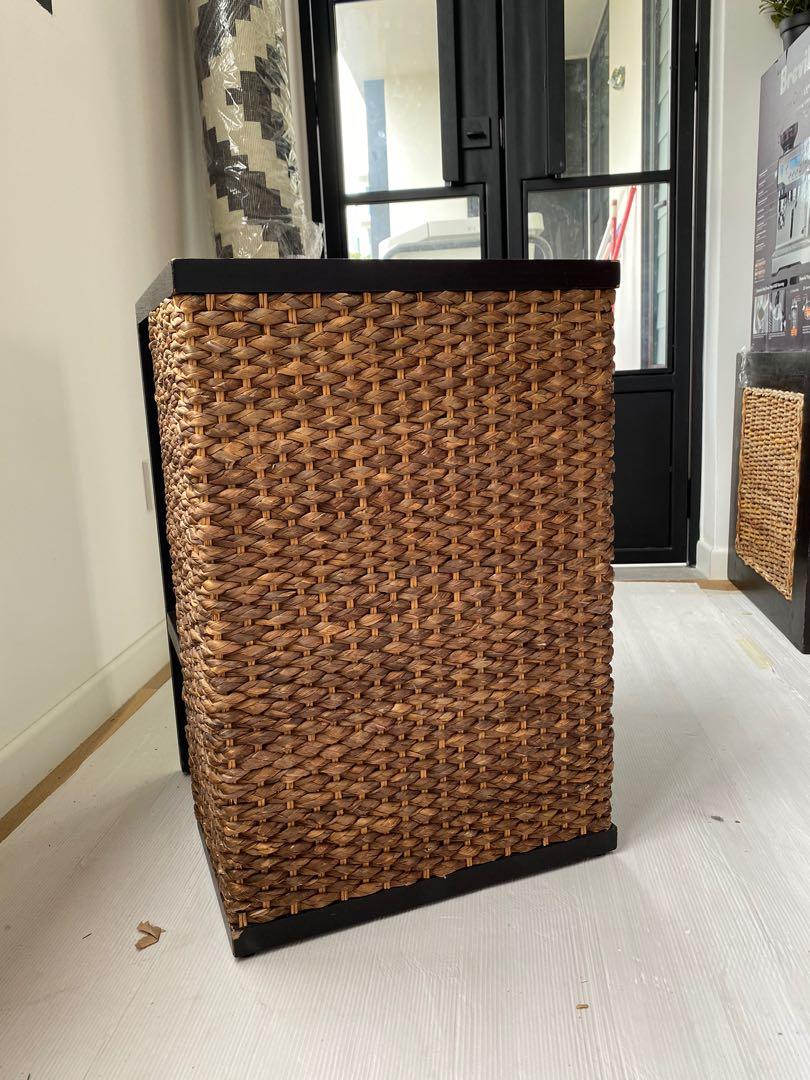 Solid wood side table (Category: Tables & Sets) located in Singapore. Submitted by suunbeams (Listing ID 1070570258, Image 2). Description: Wooden side table with rattan sides Collection can be discussed!!.
