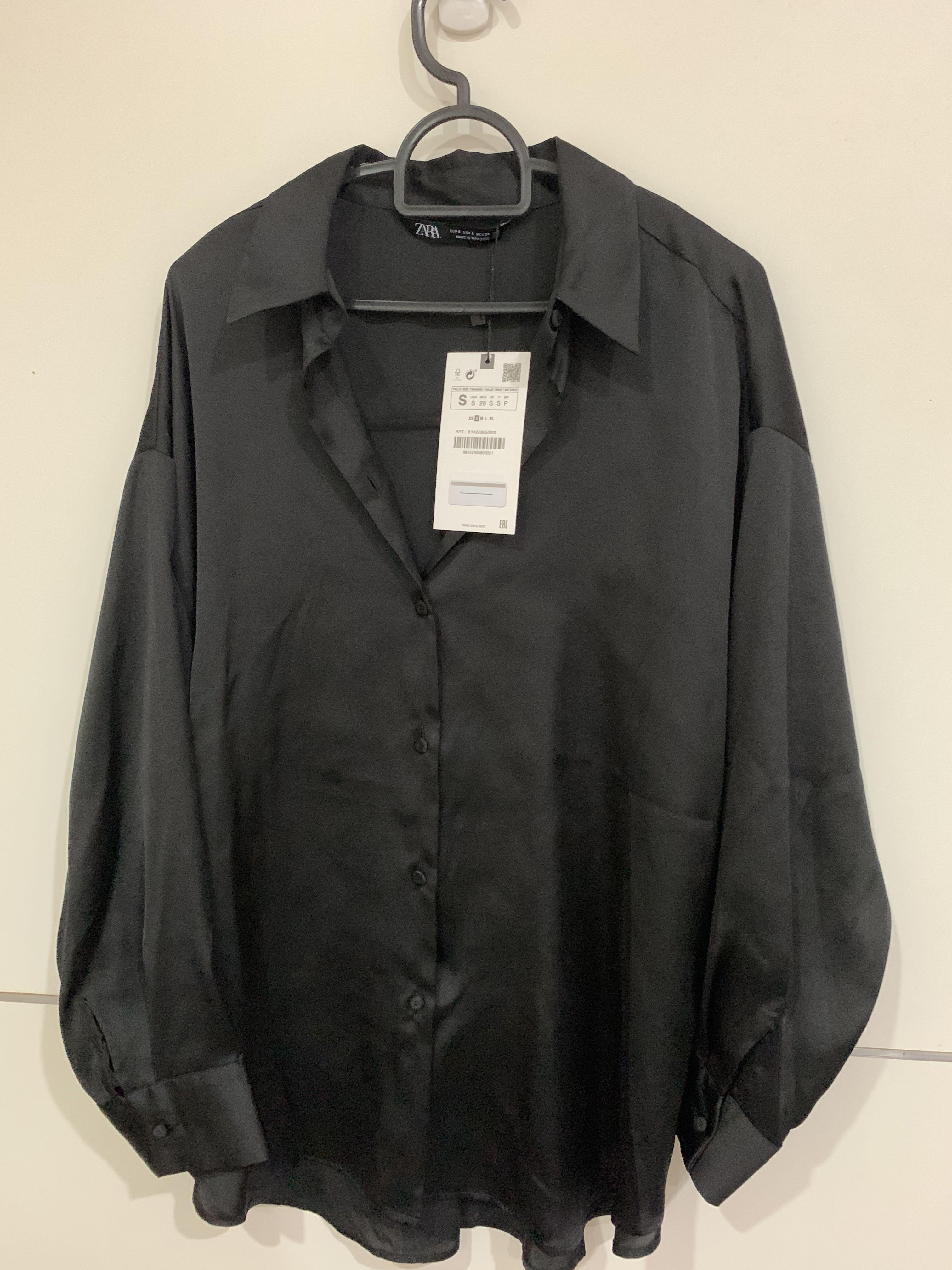 zara satin shirt with gathering