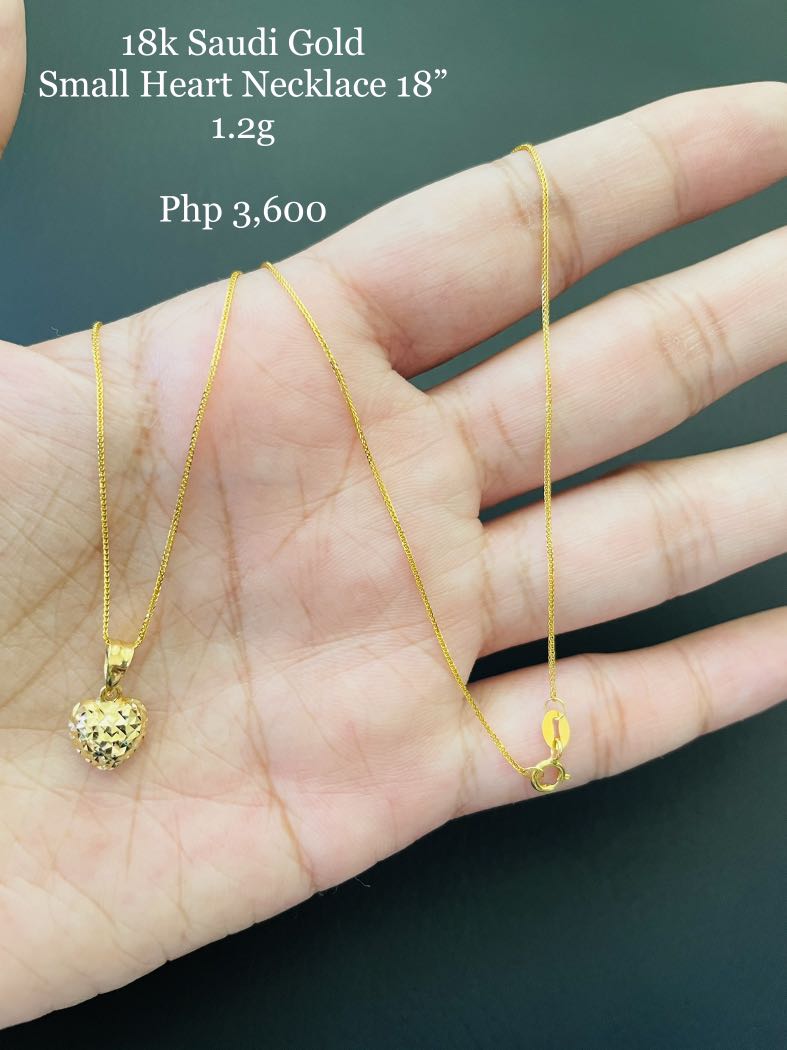 18k Saudi Gold Small Heart Necklace 18 