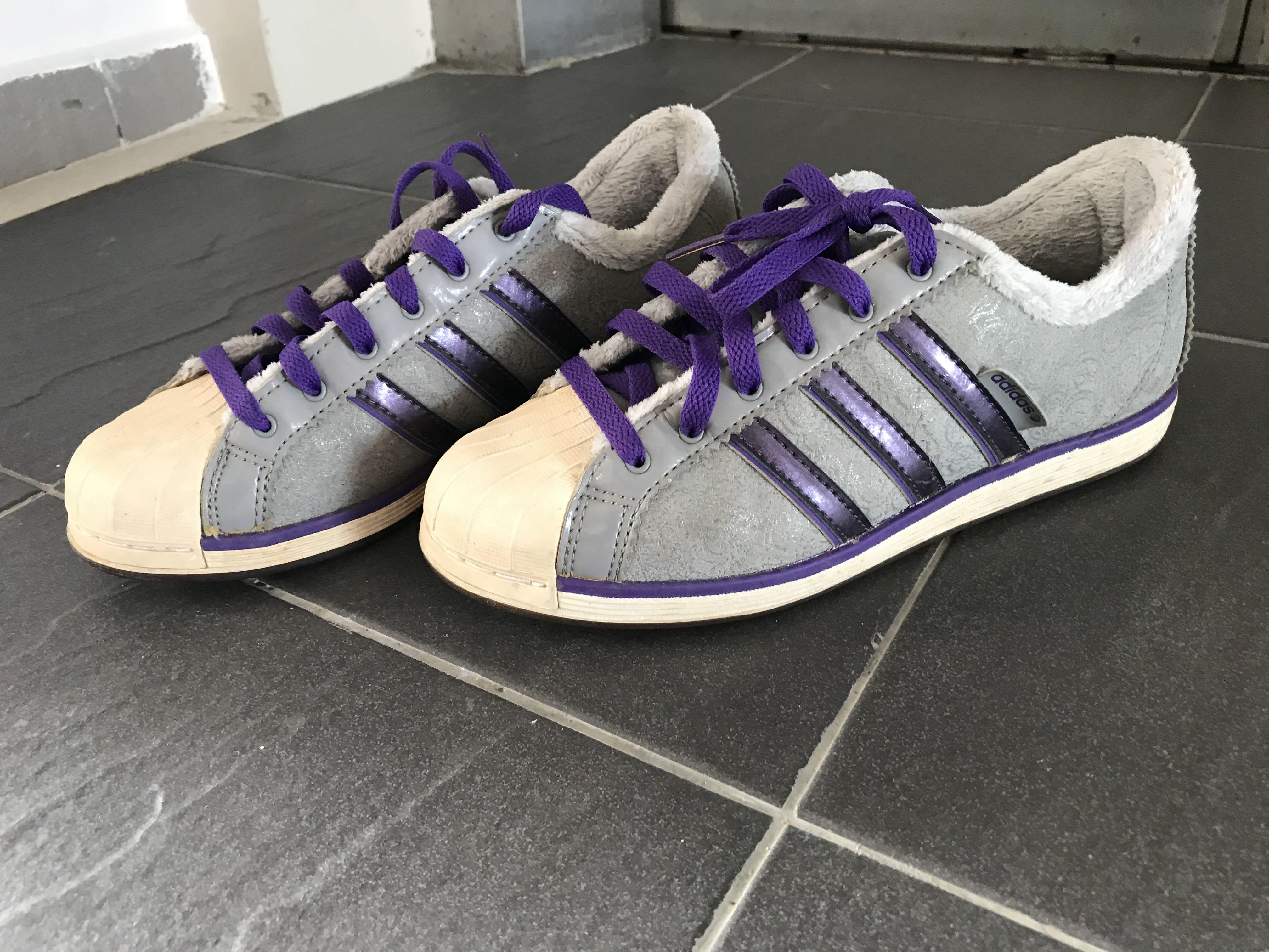 Adidas Neo Label Vibetouch Shoes Advanced System Womens Size Yoga Training Running Walking Hiking Sneakers Leather Purple Shiny 3 Stripes / Suitable for both Adult / Teenager / Kids,
