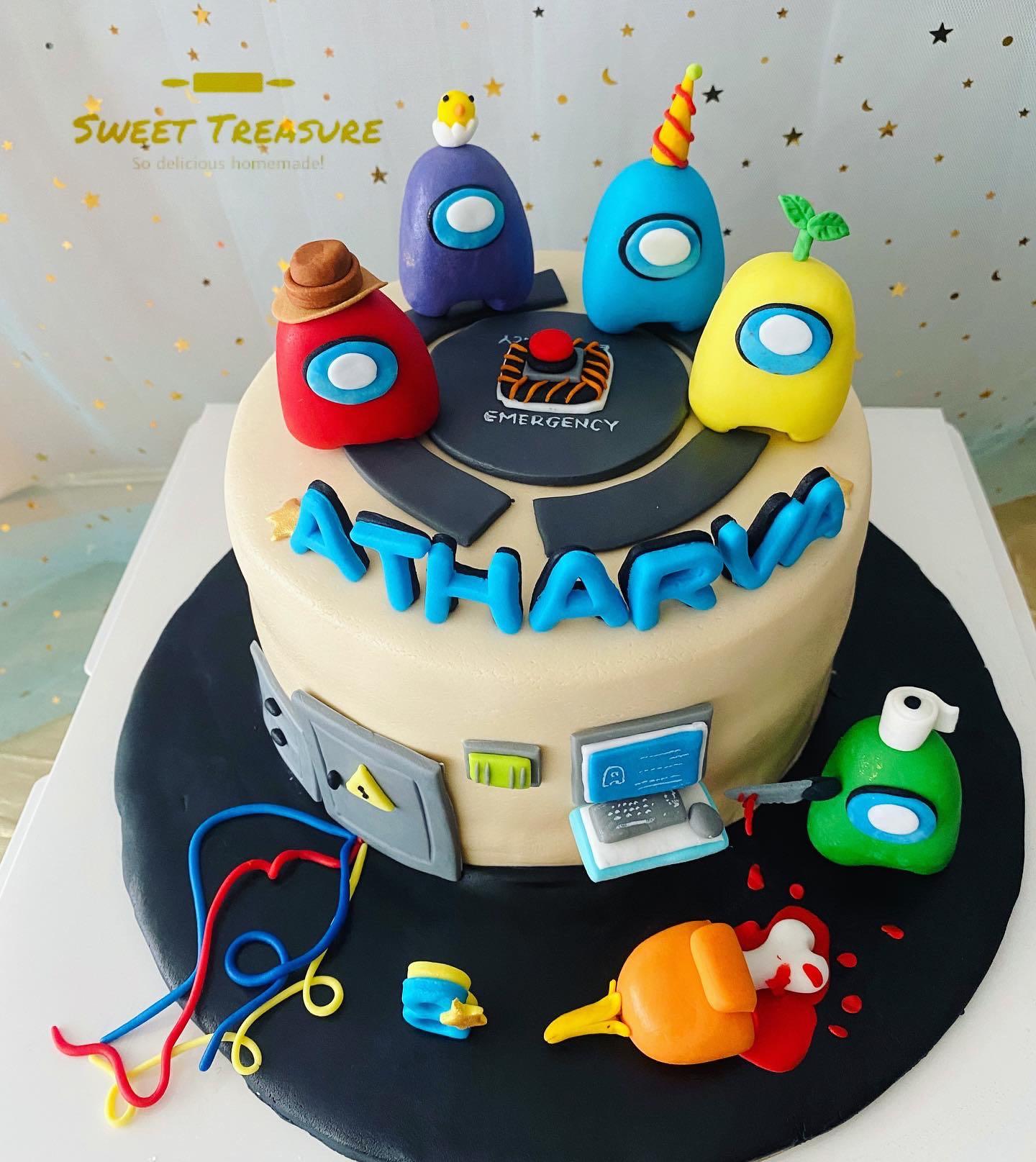 Among Us” virtual online game fondant cake, Food & Drinks, Homemade Bakes  on Carousell