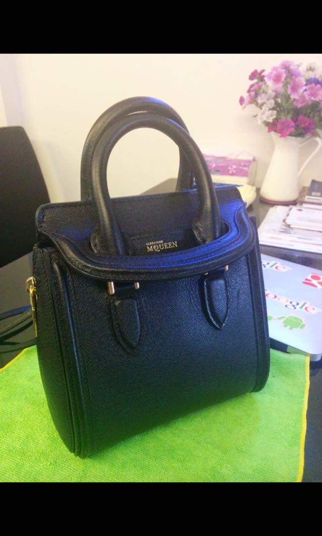 Authentic Alexander McQueen Black Leather Mini Heroine Bag
