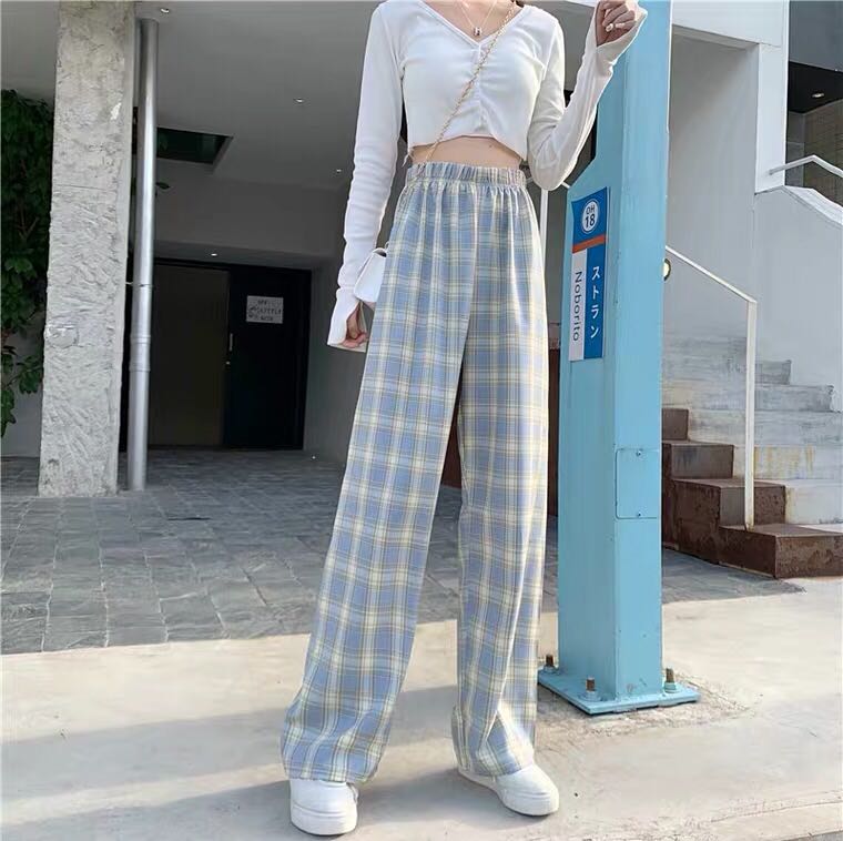 blue checkered pants Women s Fashion Bottoms Other Bottoms on Carousell