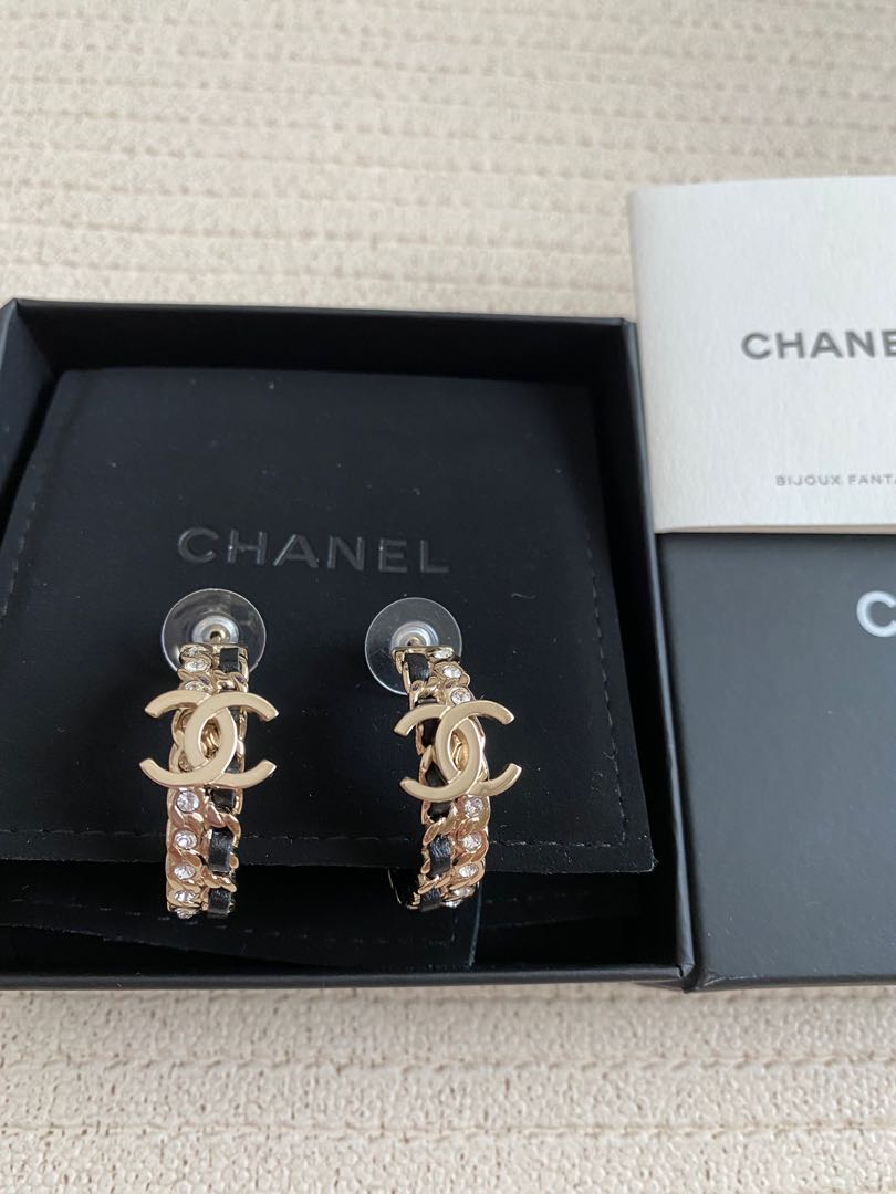 Chanel CC Pearl Hoop Earrings Gold Tone 21P  Coco Approved Studio
