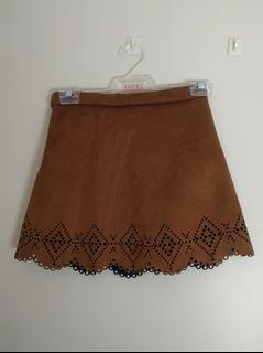 Brown Suede-Like Skirt
