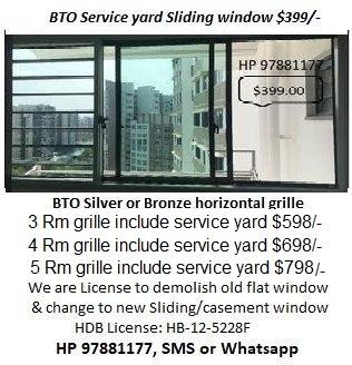 BTO service yard sliding window.$399.00 Hp 9788 1177