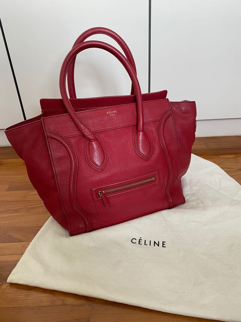 Red celine online luggage bag