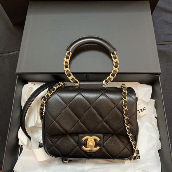 Chanel 20C Top Handle Mini Square Flap Antique GHW, Luxury, Bags & Wallets  on Carousell