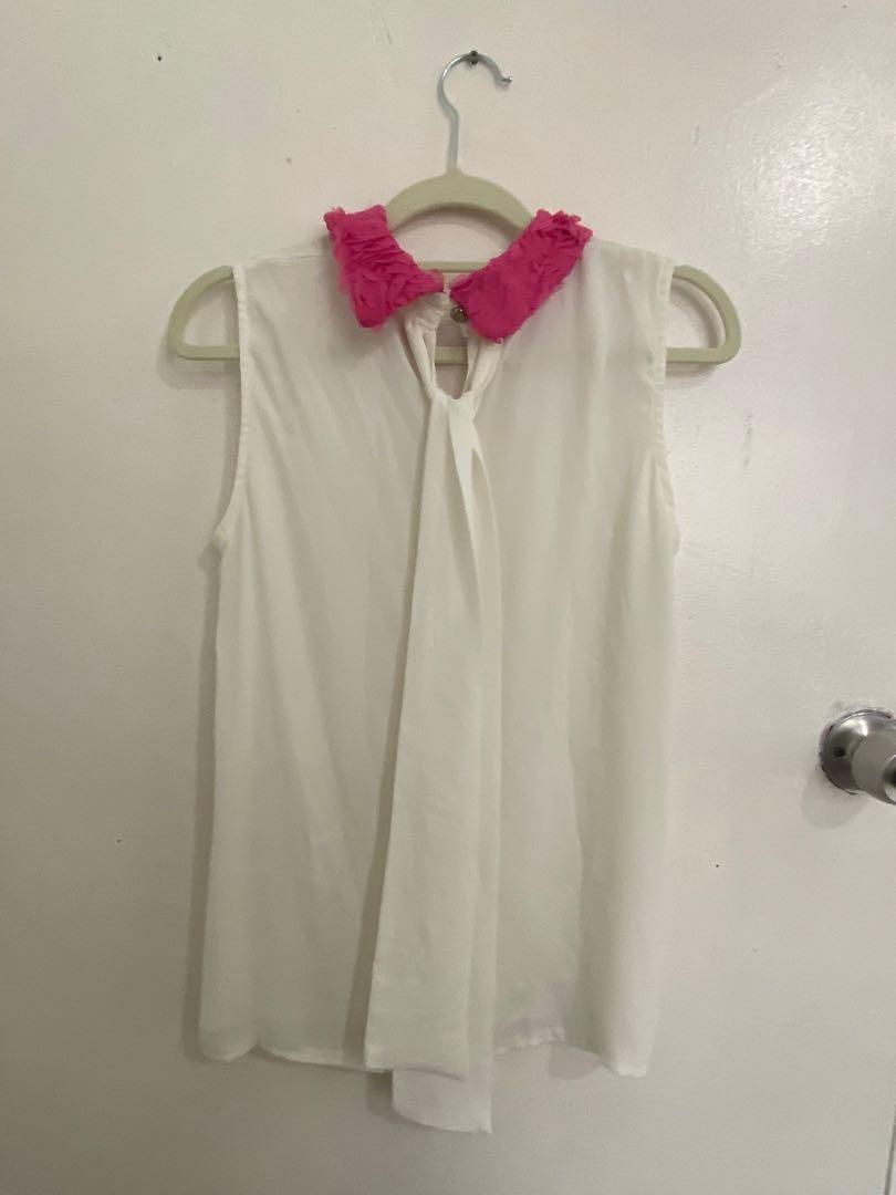 Chiffon White Top Lace Ribbon (Category: Blouses) located in Quezon City. Submitted by makitradeph (Listing ID 1070767858, Image 2). Description: Price negotiable for multiple items in my list..