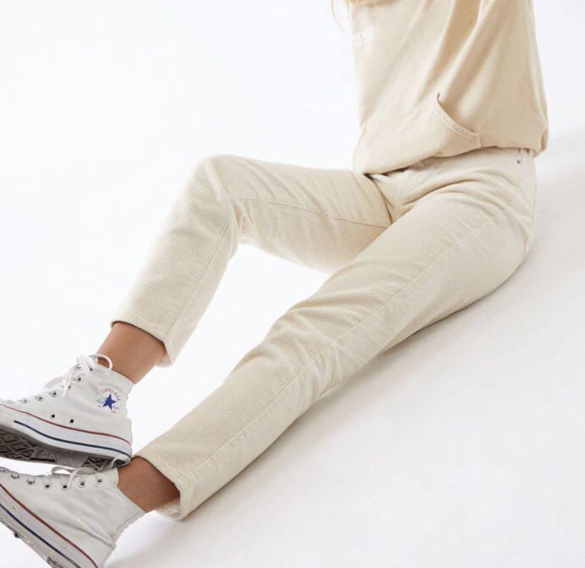 Cream corduroy mom jeans clearance