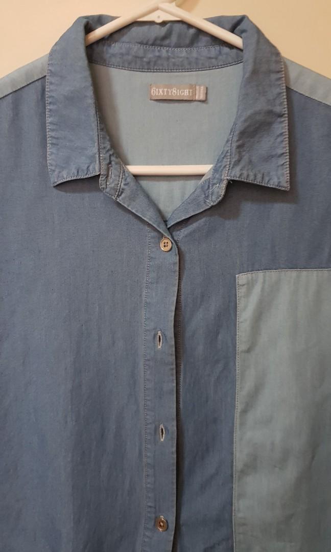 Denim shirt (Category: Shirts) located in Quezon City. Submitted by bons83 (Listing ID 1070709344, Image 2). Description: brand- 6ixty8ight new without tag just bought online but wrong size excellent condition soft/smooth fabric no flaws never worn medium.