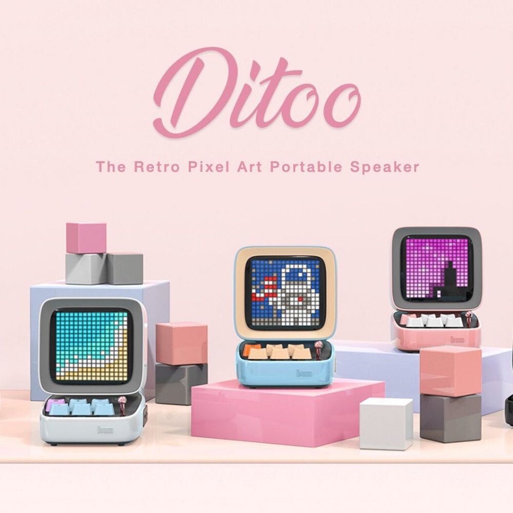 divoom ditoo pixel art portable bluetooth speaker with app controlled 16x16 led front panel