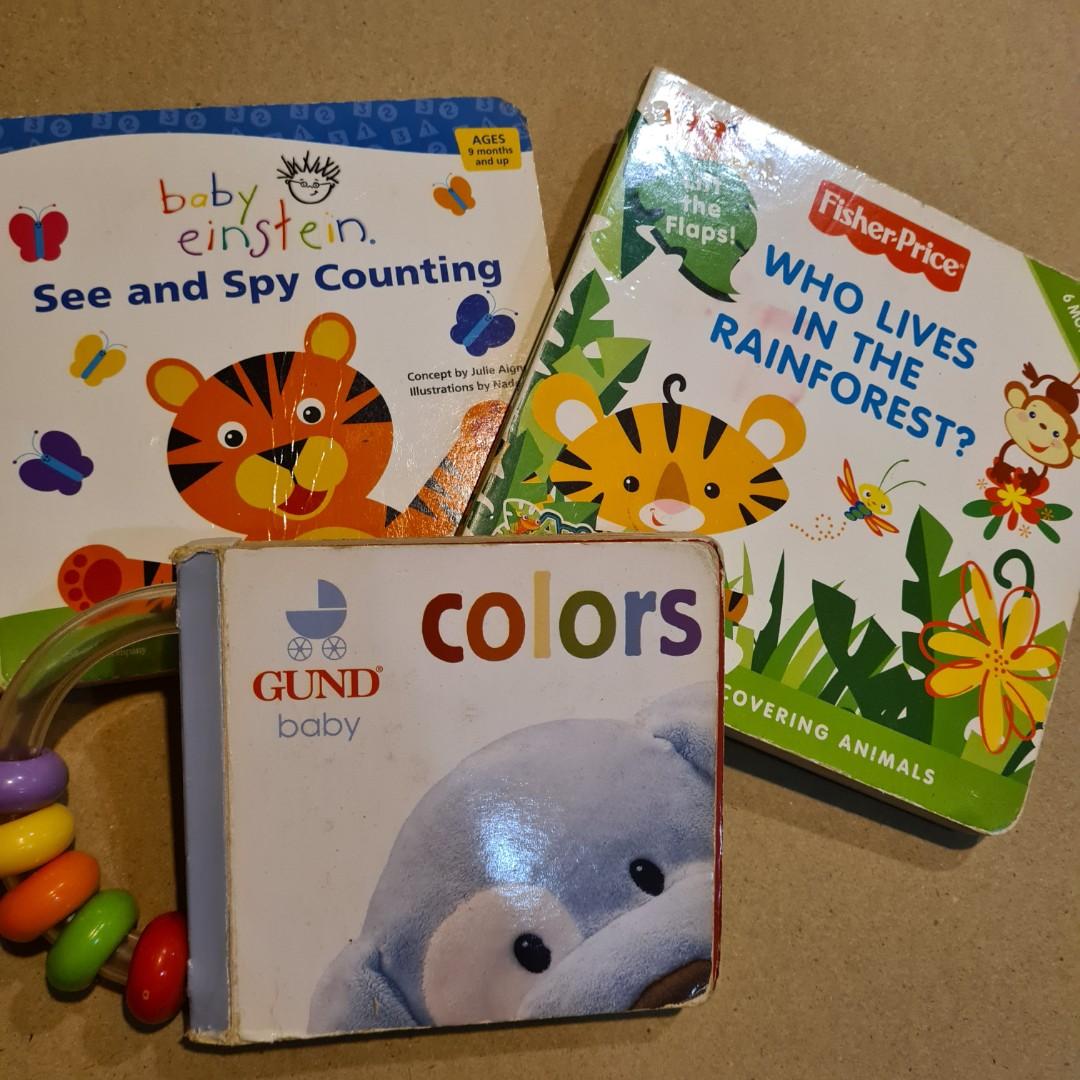 Fisherprice Baby Einstein And Gund Baby Books On Who Lives In Rainforesr See And Spy Counting Colours 6 Months To 1 Year Old Hobbies Toys Books Magazines Children S Books On Carousell