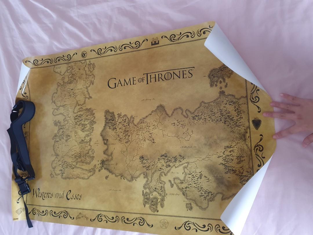 Game of Thrones map (Category: Storybooks) located in Quezon City. Submitted by trishbs (Listing ID 1070732382, Image 2). Description: Game of Thrones Map 36x24 inches with roll container Bought in Singapore never been displayed, stored properly.