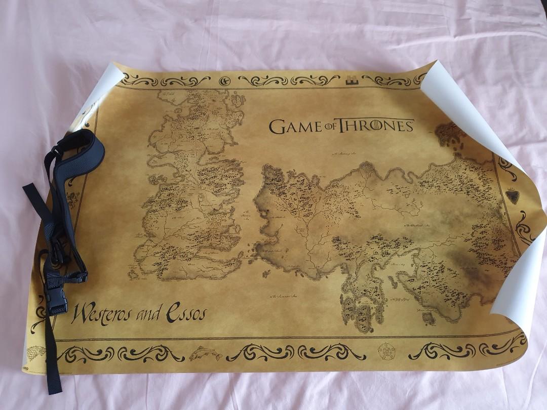 Game of Thrones map (Category: Storybooks) located in Quezon City. Submitted by trishbs (Listing ID 1070732382, Image 1). Description: Game of Thrones Map 36x24 inches with roll container Bought in Singapore never been displayed, stored properly.