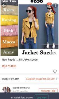 Jaket suede pink import