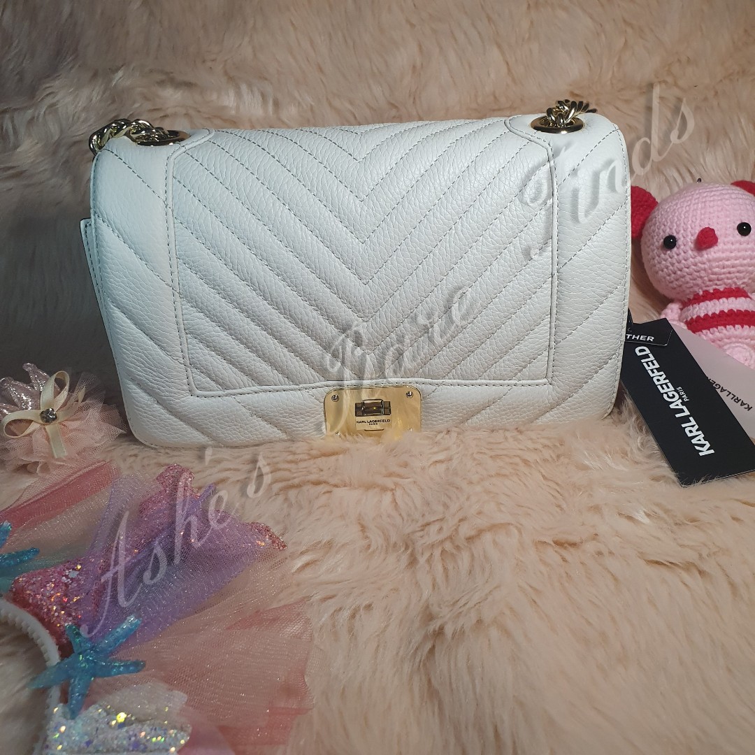 Karl Lagerfeld Paris Lara Pebbled Leather Chain Shoulder Bag