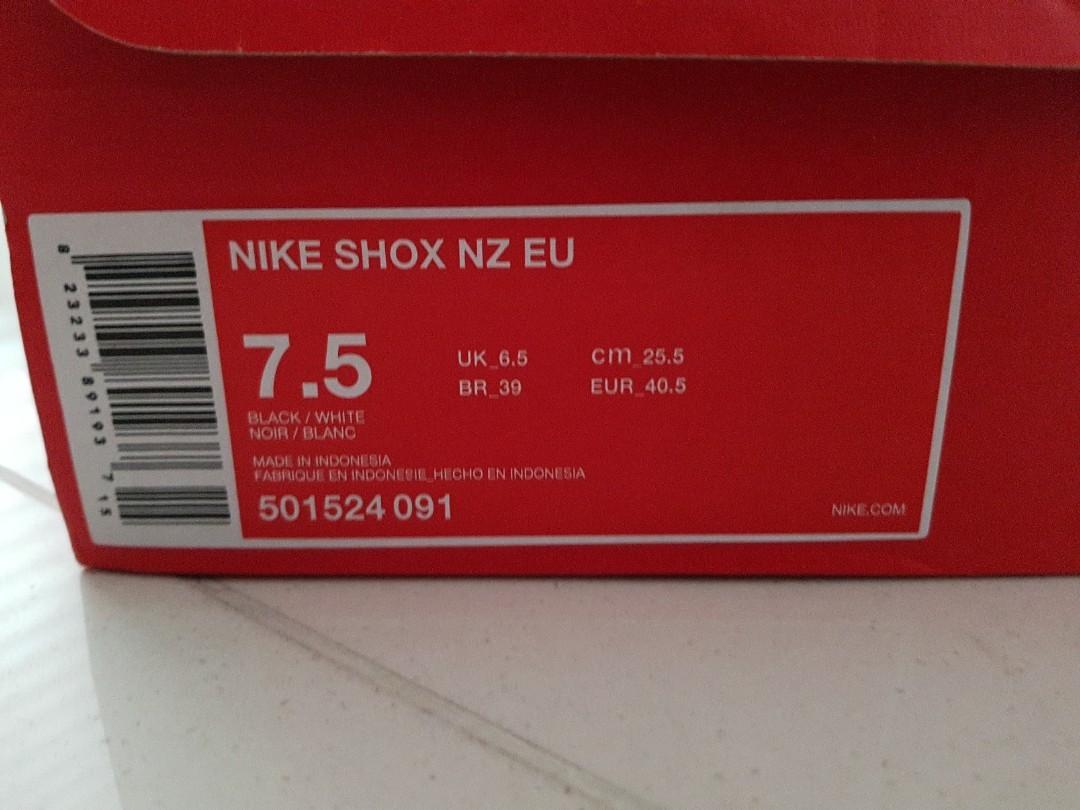 Nike Shox NZ EU Black 7 5 Men s Fashion Footwear Sneakers On Carousell