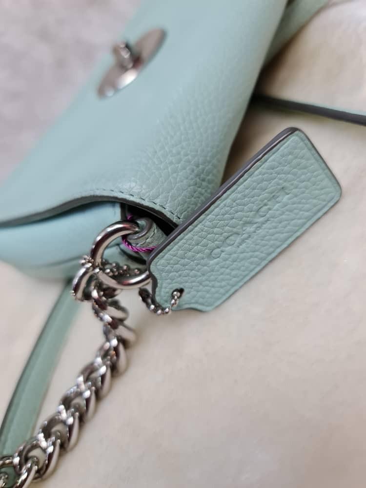 Prelove COACH Womens Polished Pebble Leather Turqoise Crosstown