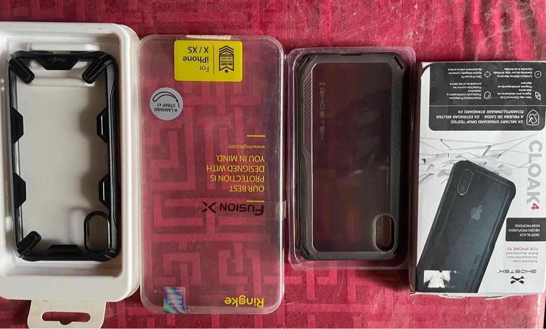 Pre-Loved Original Cases (Category: iPhone X Series) located in Iloilo. Submitted by solesbikesandcoolstuff (Listing ID 1070721424, Image 2). Description: Pre loved original iPhone X/XS cases. All original except the UAG. Ringke - 500.00 (SOLD); Cupdase - 500.00; Ghostek 4 - 600.00; Apple leather case (brand new and unused) - 800.00; Aluminum bumper case - 400.00; UAG (Class A) - 250.00 (SOLD) XUNDD Beetle - 250.00. Fixed prices. All in @ P3,000 