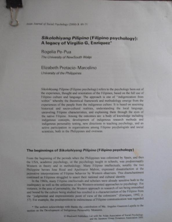 Psychology handouts for students(Php75.00 all yours) (Category: Textbooks) located in Makati City. Submitted by chipipaypresyo (Listing ID 1070731146, Image 2). Description: CODE OF ETHICS FOR PHILIPPINE PSYCHOLOGIST PHP30.00 INDIGENIZATION OF PSYCHOLOGY IN THE PHILIPPINESS PHP35.00 SIKOLOHIYANG PILIPINO(FILIPINO psychology):A legacy of Virgilio G. Enriquez* PHP25 ONLY PHP75.00 BUY ALL RFS: NOT USING ANYMORE PM FOR PURCHASING .