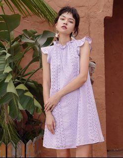 Saturday Club Ruffled Embroidered Shift Dress