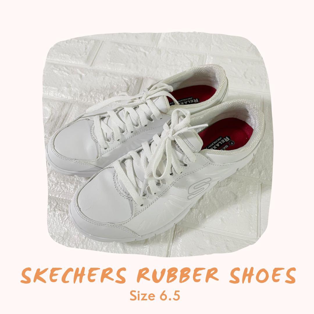 Skechers white rubber hot sale shoes
