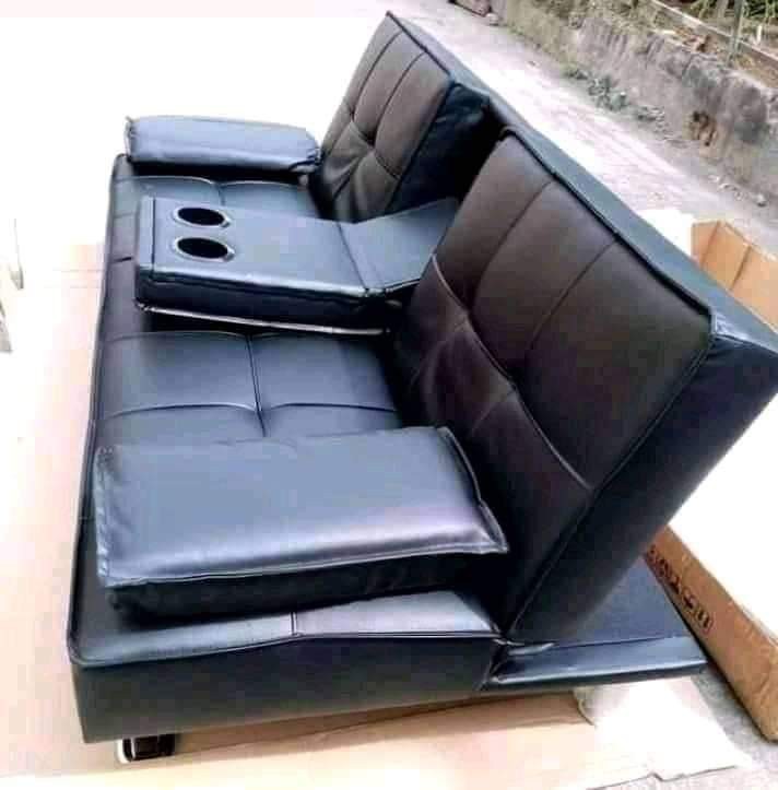 Leather Sofa Bed With Cup Holder Baci Living Room