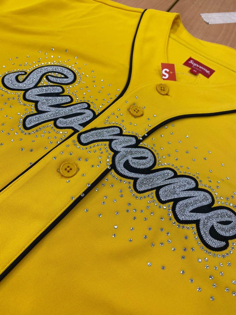 アイボリー×レッド supreme Rhinestone Baseball Jersey - 通販