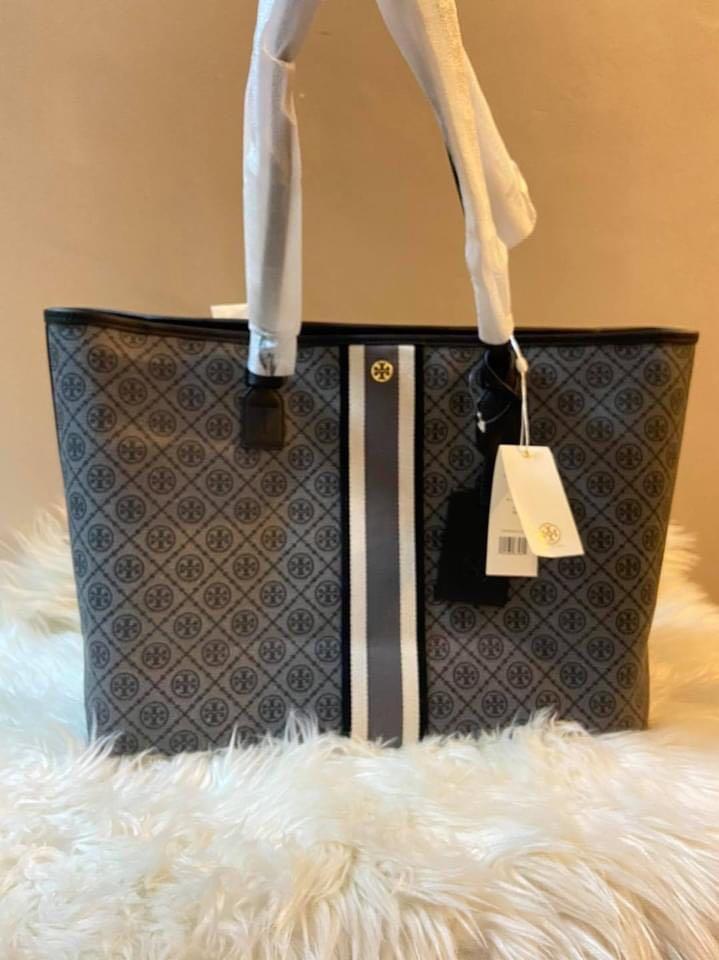 Tory Burch Monogram Coated Canvas Tote, Luxury, Bags & Wallets on Carousell