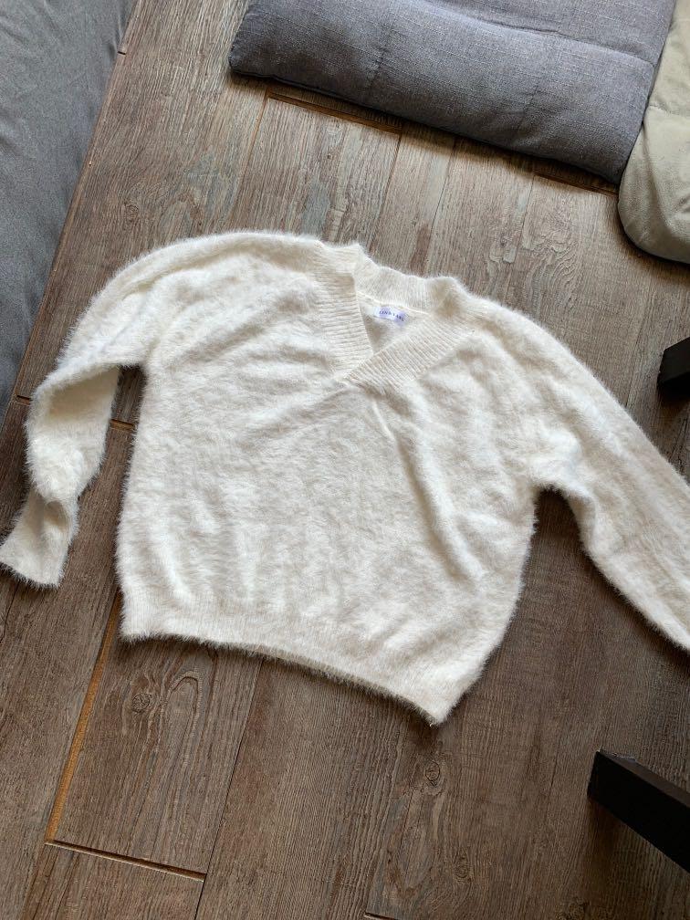 white cashmere cardigan sweater