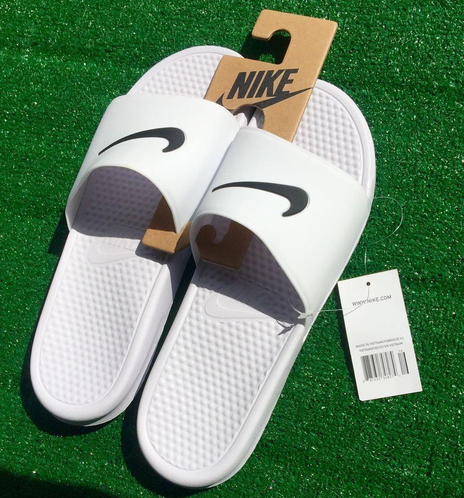 all white nike slippers