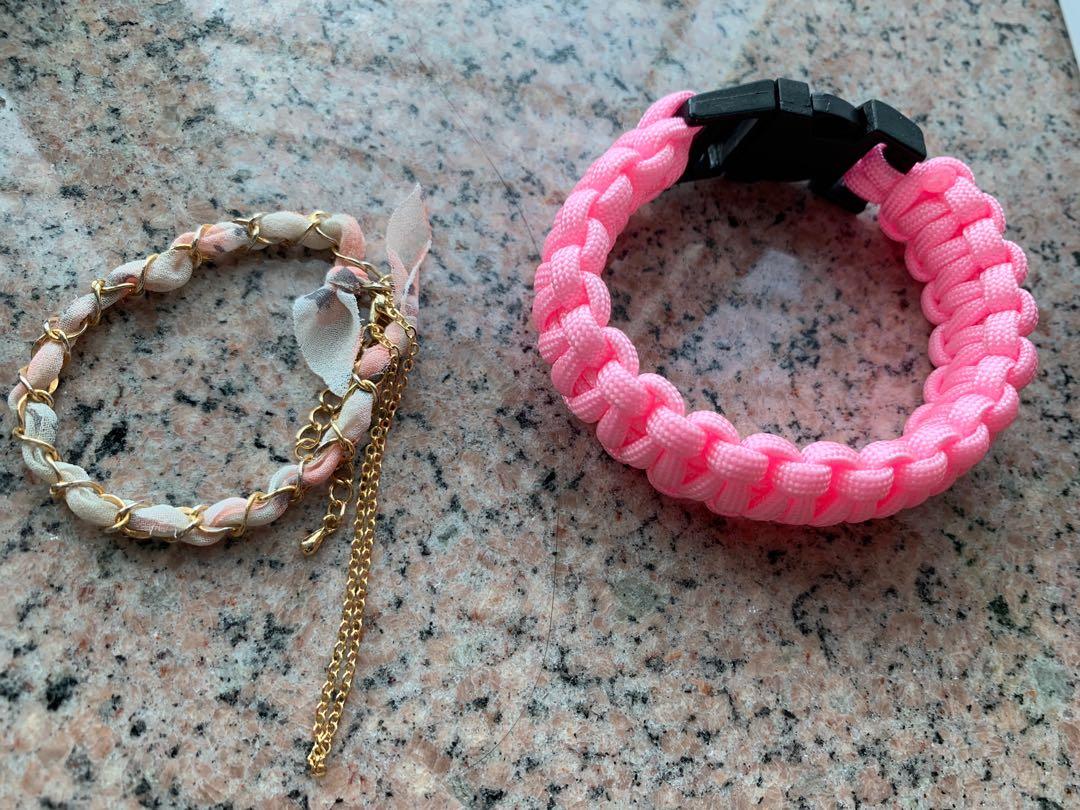 WTS paracord pink buckle bracelet and cute Korean bracelet