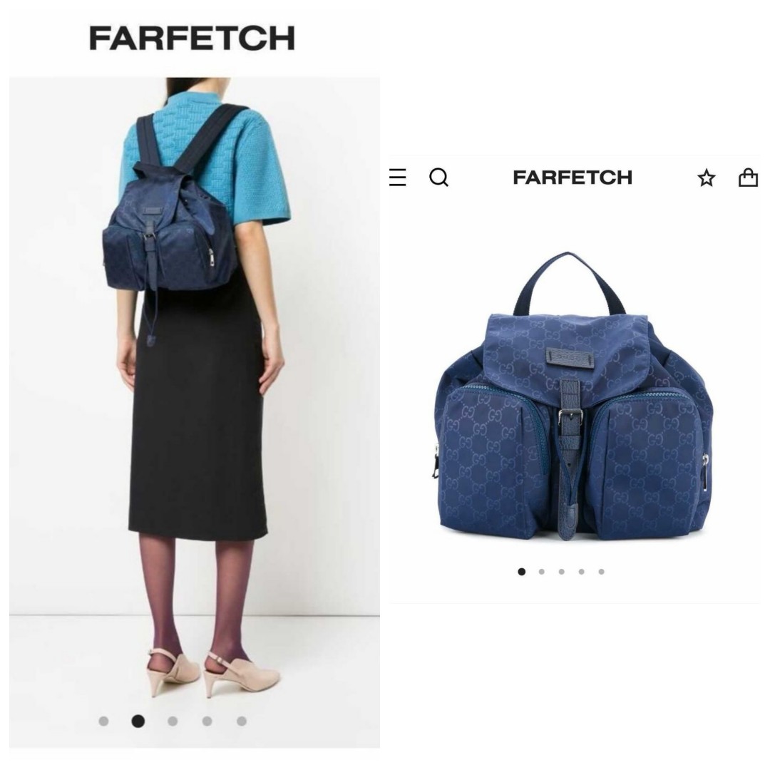 1450 98 NEW GUCCI Nylon Leather Monogram Backpack in BLUE