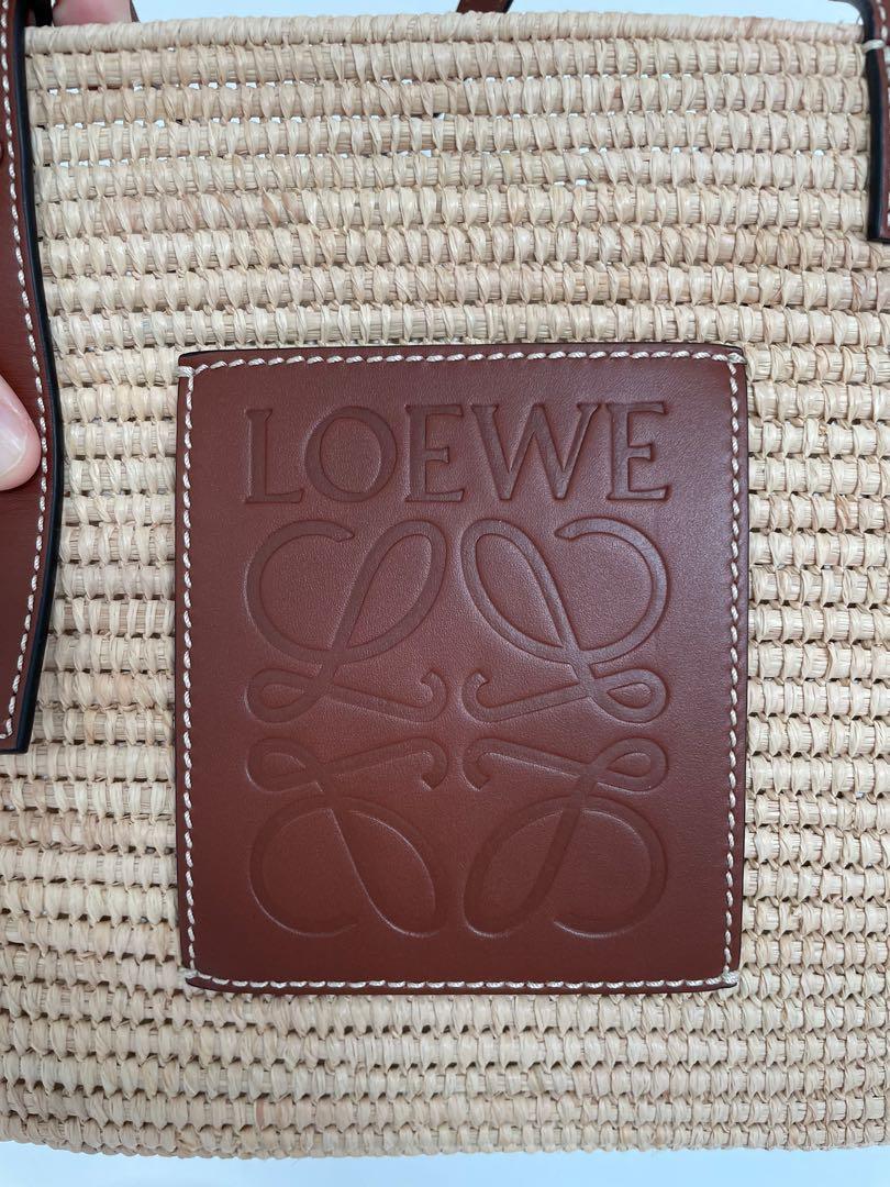 LOEWE + Paula's Ibiza small leather-trimmed woven raffia tote