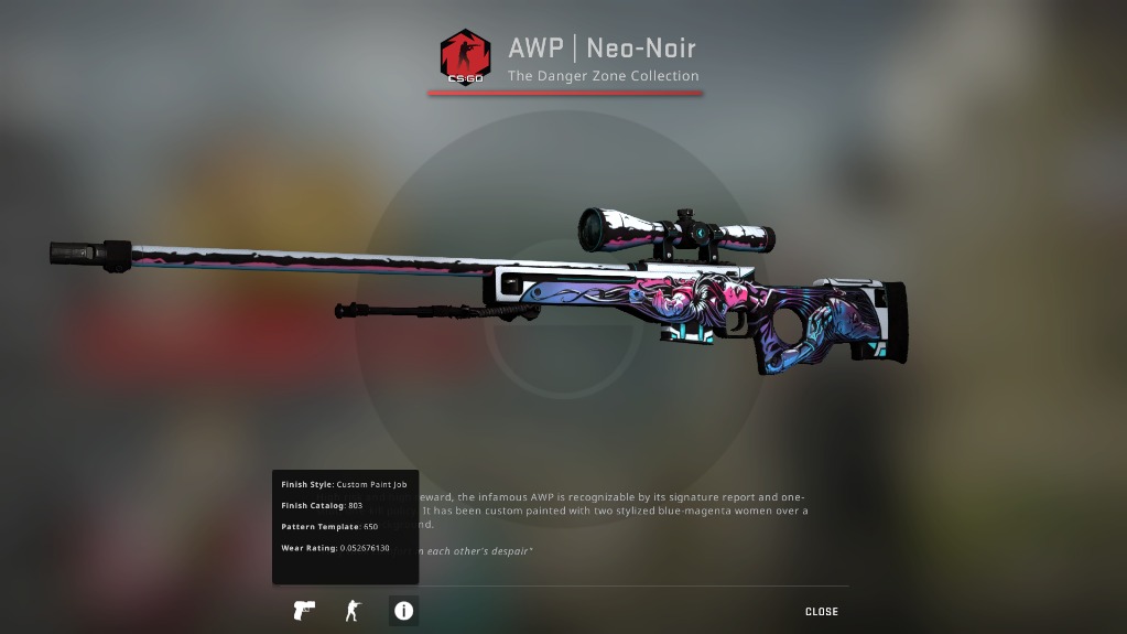 AWP NEO-NOIR (FACTORY NEW) CSGO SKIN, Video Gaming, Gaming Accessories ...